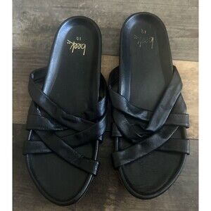Beek Black Criss-Cross Slide Sandals Womens Size 10